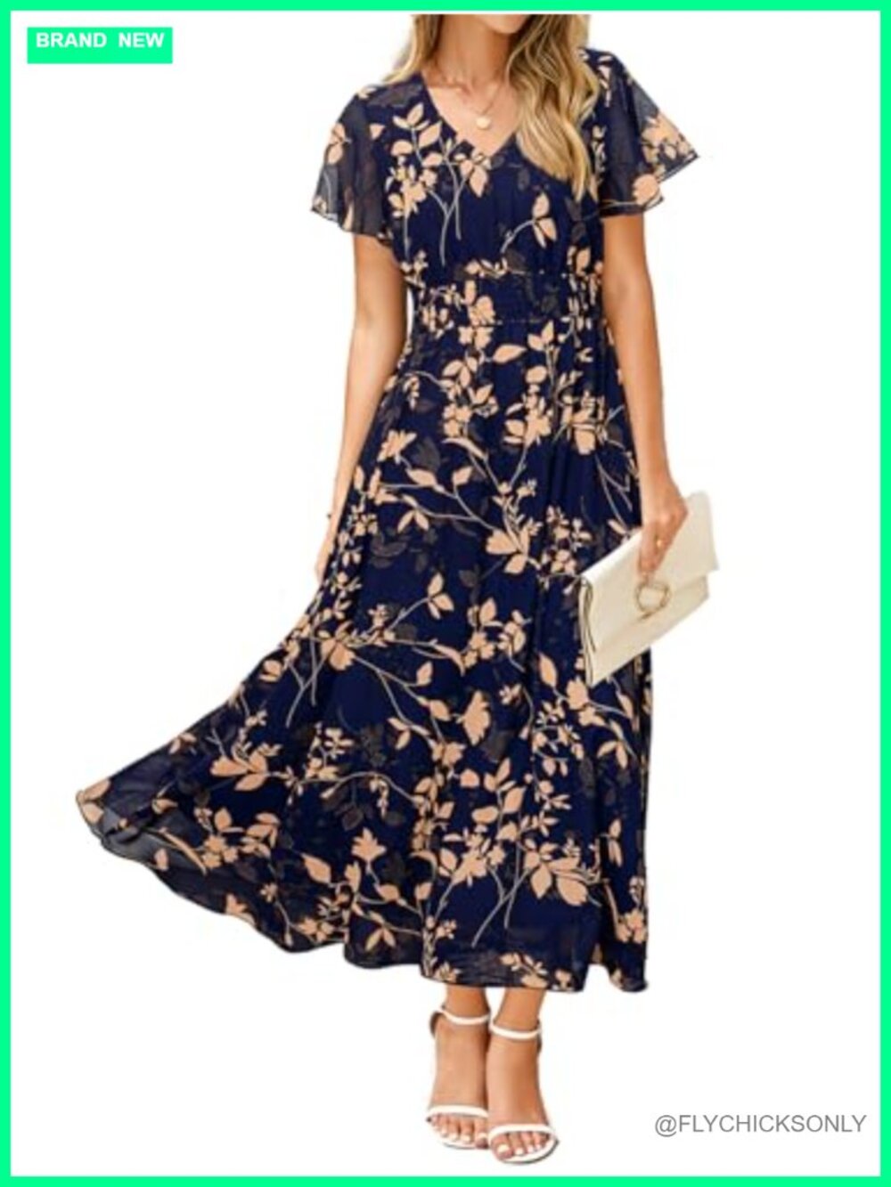 Simplee Womens Floral Maxi Dress Short Sleeve V Neck Smocked Boho Summer